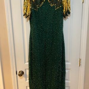 green beaded, sequins dress